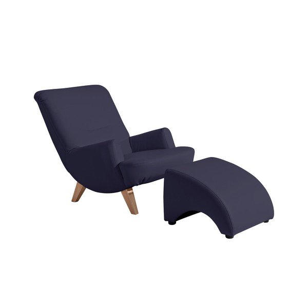 Pouf in similpelle Brandford blu scuro - Max Winzer-image-1