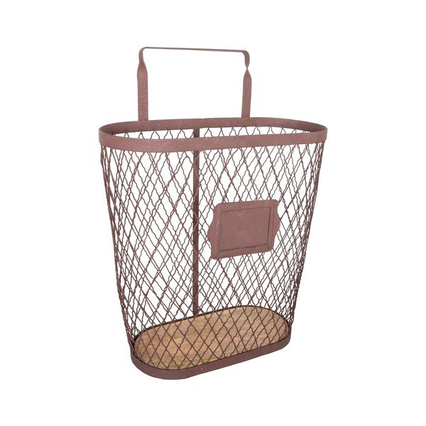 Cestino per riviste in metallo con elementi in legno di mango Panier, altezza 53 cm - Antic Line