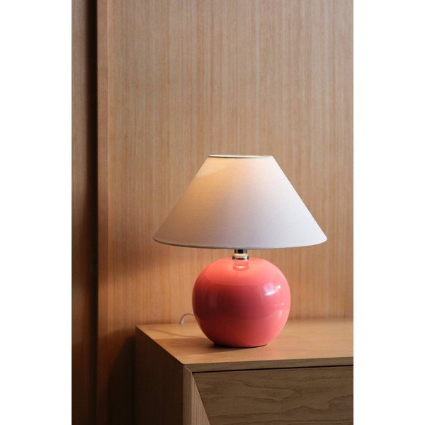Lampada da tavolo rosa/color crema in ceramica (altezza totale 29 cm) Karamell – Jotex-image-1