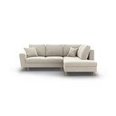 Divano angolare beige allungabile e con contenitore (con penisola a destra/a L) con rivestimento in velluto Kyoto – Cosmopolitan Design