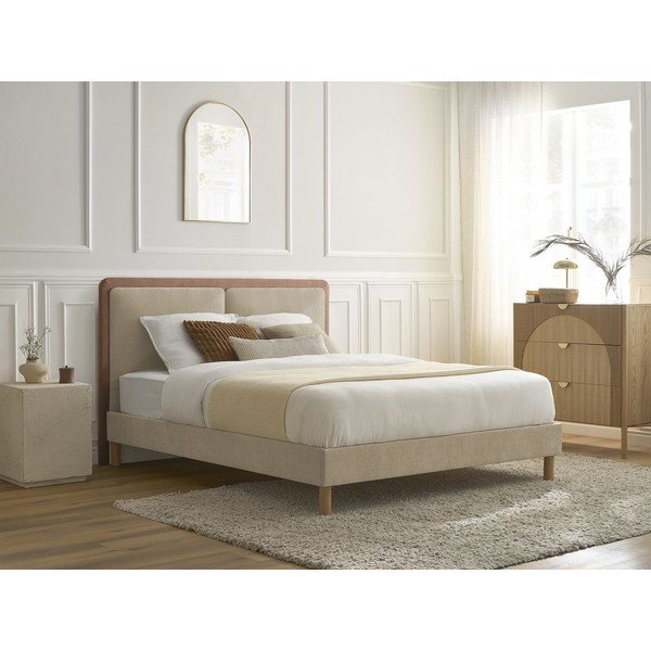 Letto matrimoniale imbottito rosa polveroso imbottito con rete inclusa 160x200 cm Mara – Bobochic Paris-image-1