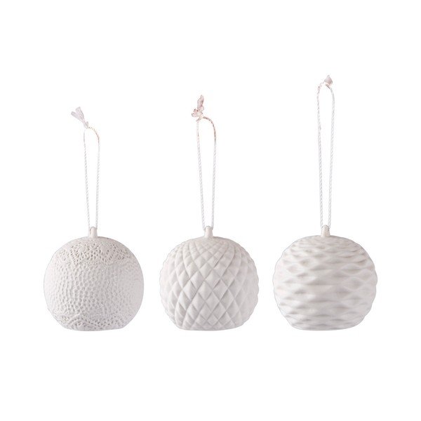 Sada 3 bílých keramických vánočních dekorací Villa Collection Cosy