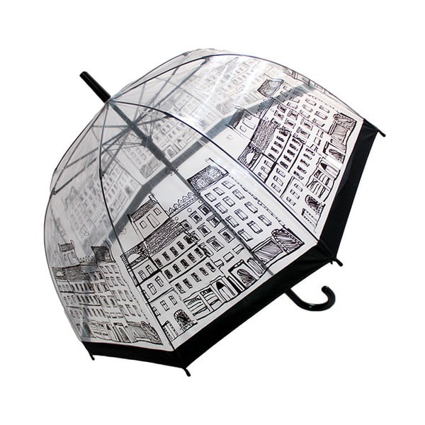 Transparentní holový deštník s černými detaily Birdcage Temps City, ⌀ 79 cm