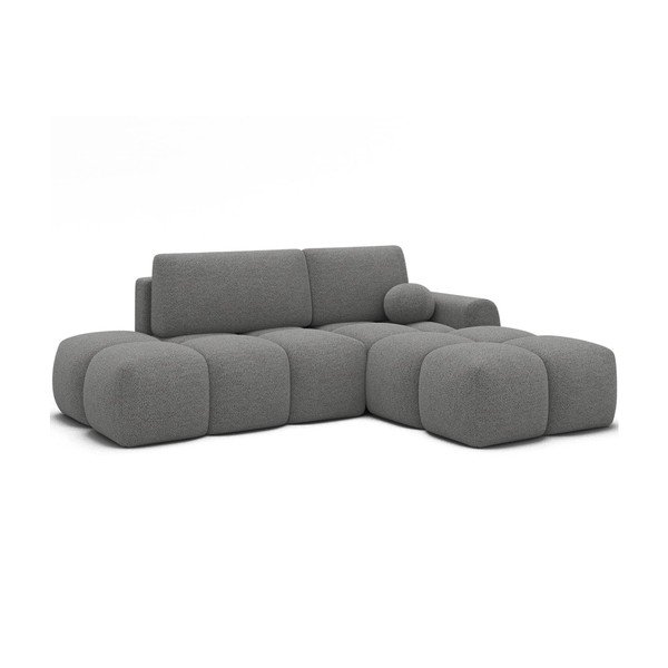 Divano angolare grigio allungabile/con contenitore (con penisola a destra/con chaise lounge) con rivestimento in bouclé Vittario – ELTAP