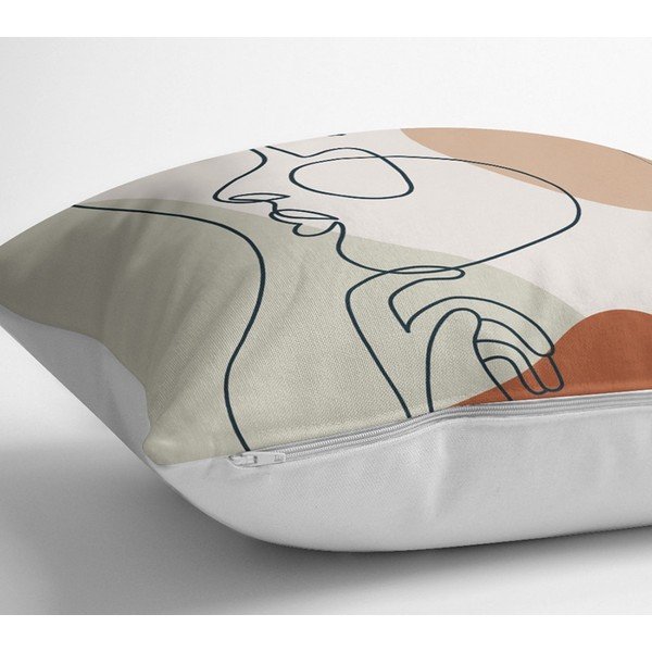 Federa Pastello disegno viso, 45 x 45 cm - Minimalist Cushion Covers-image-1