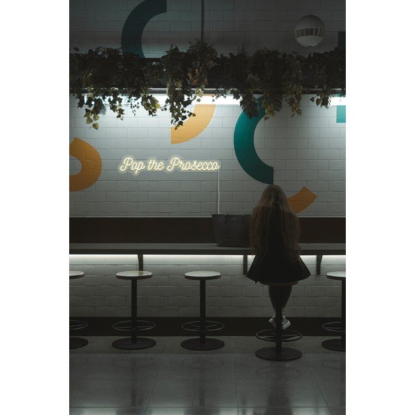 Lampada da parete bianca Prosecco, 80 x 15 cm Pop the Prosecco - Candy Shock-image-1