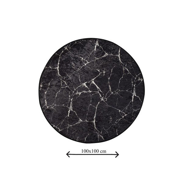 Tappetino per il bagno nero ø 100 cm Marble – Foutastic-image-3