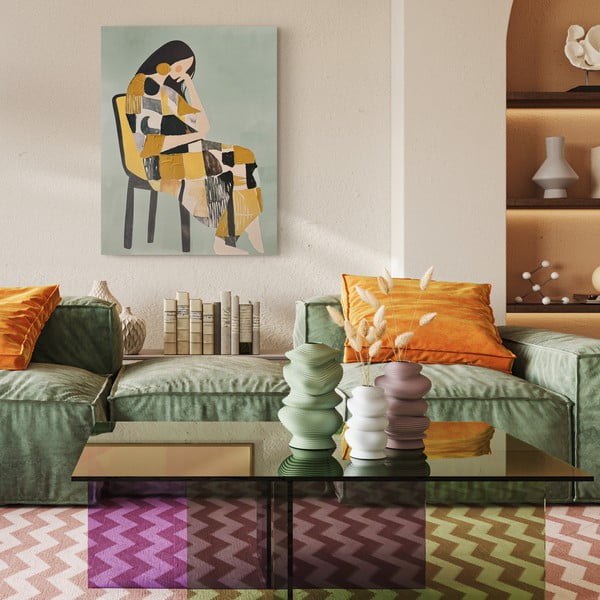 Quadro con elementi dipinti a mano 70x100 cm Penelope – Styler-image-1