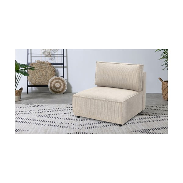 Modulo divano in velluto a coste color crema, pezzo centrale Nihad modular - Bobochic Paris-image-1