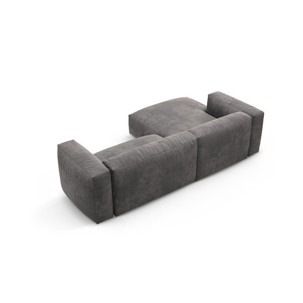 Divano angolare componibile grigio allungabile (con penisola a sinistra/con chaise lounge) con rivestimento in velluto – Micadoni -image-4
