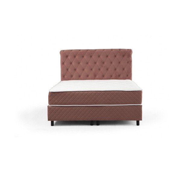 Letto boxspring alla francese rosa con contenitore 140x200 cm Sonata - Kalune Design-image-2