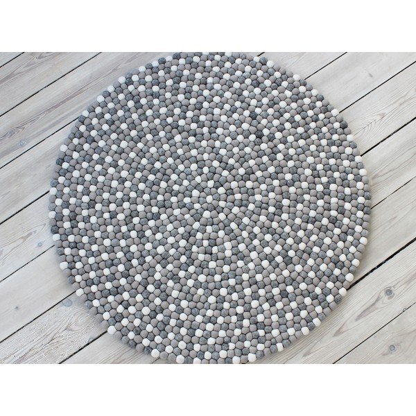 Tappeto in lana grigio chiaro, ⌀ 120 cm Ball Rugs - Wooldot-image-1