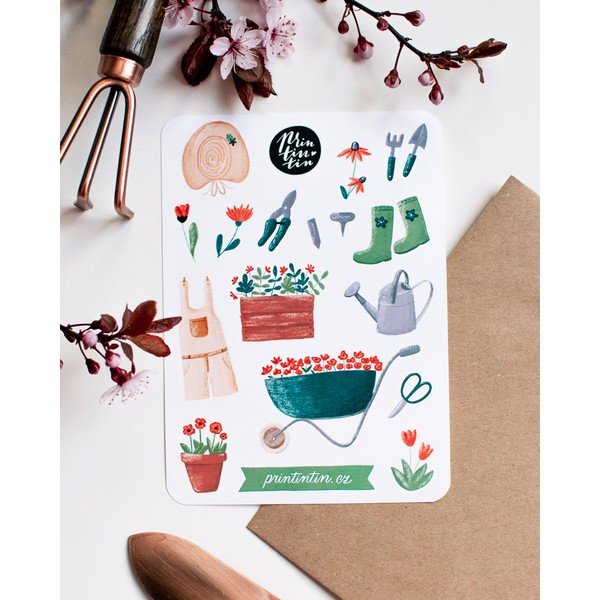 Foglio di adesivi in vinile con motivo Giardino , 10,5 cm x 14,5 cm - Printintin-image-1