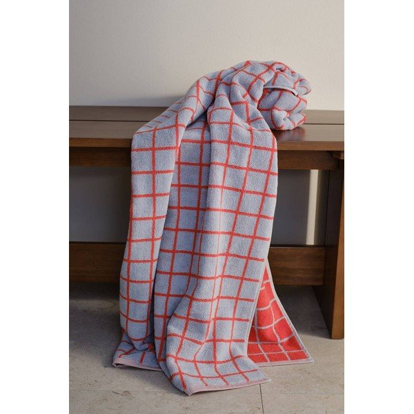 Asciugamano rosso/azzurro in cotone 90x150 cm Grid – Jotex-image-1