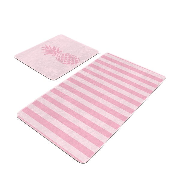 Set di tappetini per il bagno in velluto rosa 2 pz 60x100 cm – Mila Home