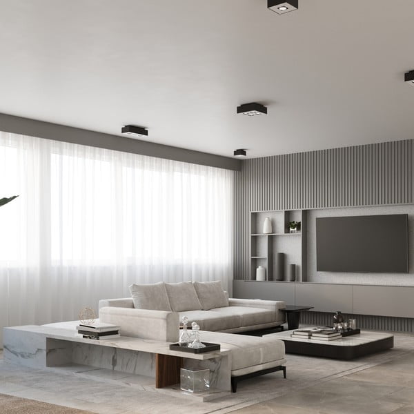 Lampada da soffitto nera con paralume in metallo 24x24 cm Hydra - Sollux-image-2