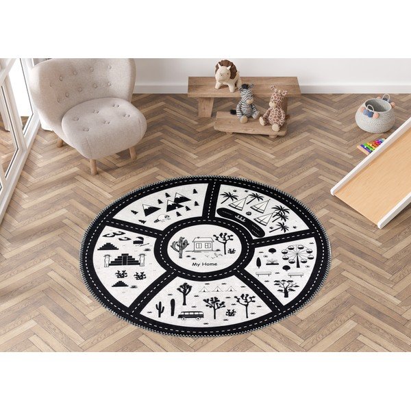 Tappeto da gioco per bambini bianco e nero lavabile ø100 cm My Home – Vitaus-image-1