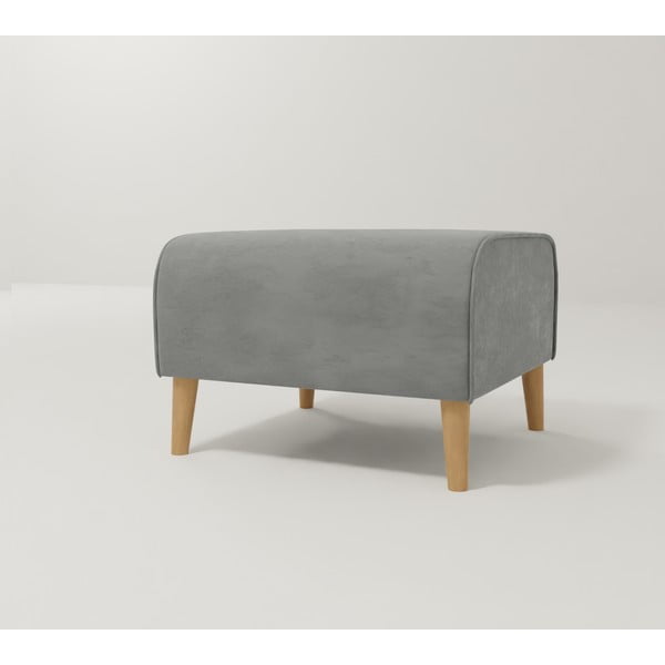 Pouf in velluto grigio chiaro Carole - Ropez-image-1