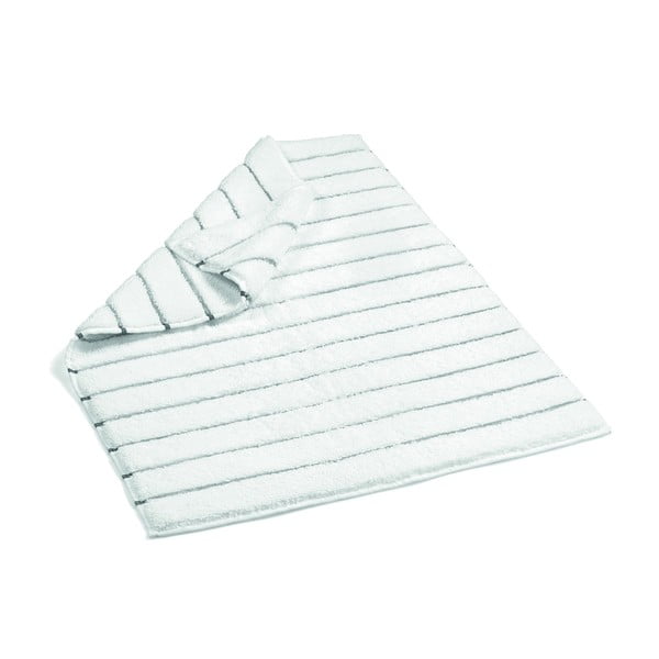 Tappeto da bagno in cotone bianco e grigio a righe, 60 x 90 cm Terry - Foutastic