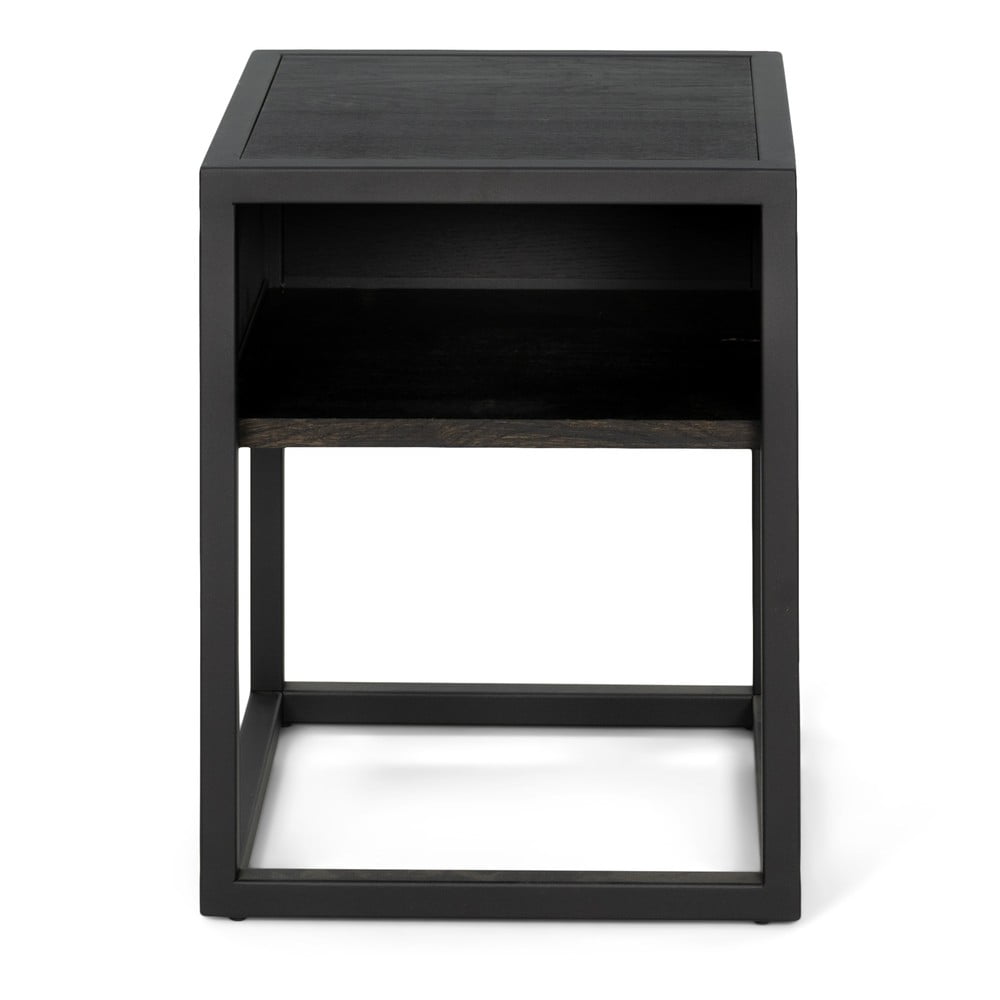 Comodino nero in rovere massiccio con ripiani Diva – Spinder Design | Comodini