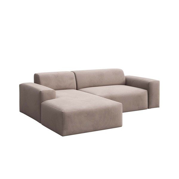 Divano angolare beige (con penisola a sinistra e chaise lounge) rivestito in velluto a coste Villet – Rodier-image-2