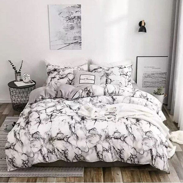 Lenzuolo matrimoniale esteso in cotone bianco e nero 200x220 cm - Mila Home