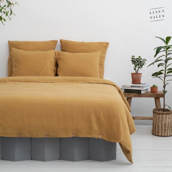 Biancheria da letto in fibra di canapa gialla 200x140 cm - Linen Tales-image-3