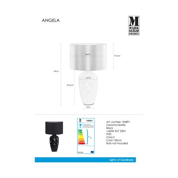 Lampada da tavolo nera Ben, ø 26 cm - Markslöjd-image-2