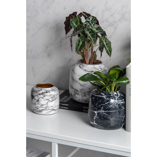 Vaso in ferro bianco e nero Marmo, altezza 12,5 cm - PT LIVING-image-3