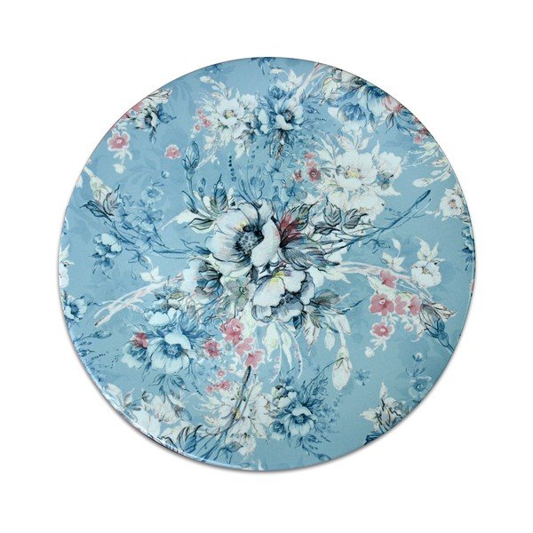 Modrý keramický talíř Flowers, ⌀ 26 cm