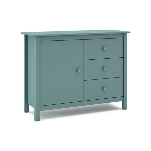 Cassettiera bassa per bambini in legno di pino color petrolio 90x80 cm Max - Marckeric-image-3