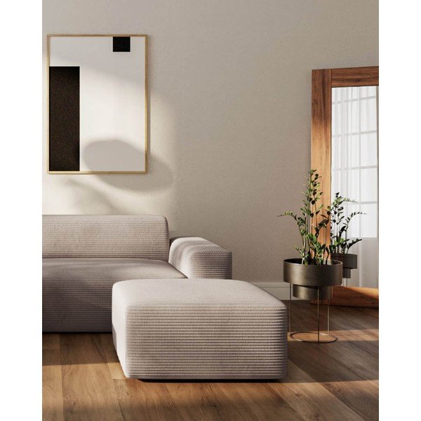 Divano letto in velluto a coste beige (angolo sinistro) Fluvio - MESONICA-image-3