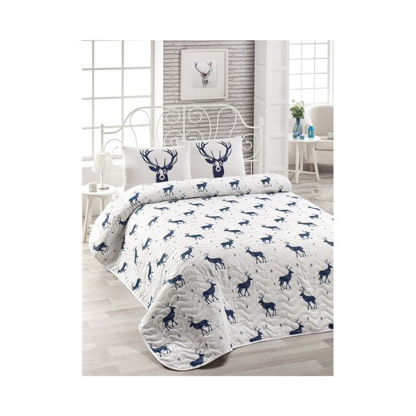 Set copriletto e federa in misto cotone blu scuro, 160 x 220 cm Geyik - Unknown