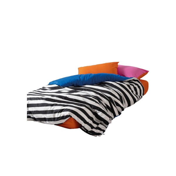 Set copripiumino e federa bianco e nero in cotone renforcé per letto matrimoniale/per letto esteso con lenzuolo incluso/4 pezzi 200x220 cm Dusk – Mijolnir