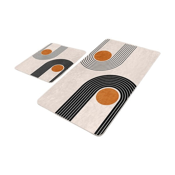 Set di tappetini per il bagno in velluto beige 2 pz 60x100 cm Dot Arch – Mila Home