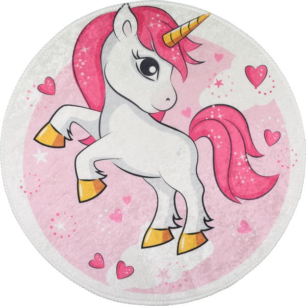 Tappeto per bambini rosa lavabile ø120 cm Pink Unicorn – Vitaus