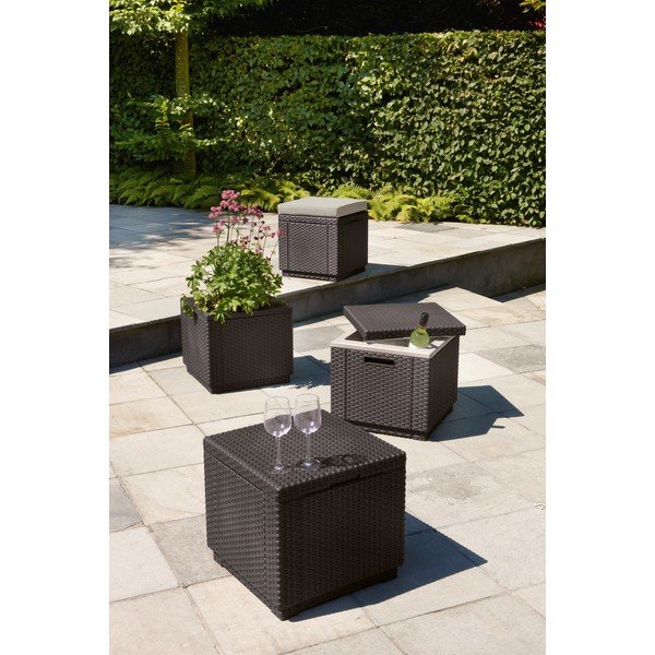 Sgabello da giardino grigio scuro Cube - Keter-image-1