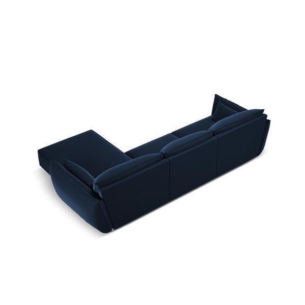 Divano angolare blu scuro (con penisola a destra/con chaise lounge) con rivestimento in velluto Vanda – Mazzini Sofas-image-3