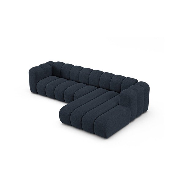 Divano angolare blu scuro (con penisola a destra/con chaise lounge) con rivestimento in ciniglia Lupine – Micadoni -image-2