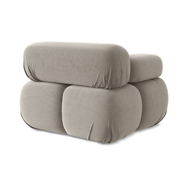 Parte divano componibile beige (con penisola a sinistra) con rivestimento in velluto Lokua – Makamii-image-4