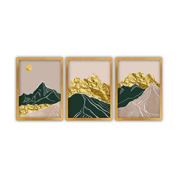 Set di 3 dipinti di paesaggio, 35 x 45 cm - Vavien Artwork