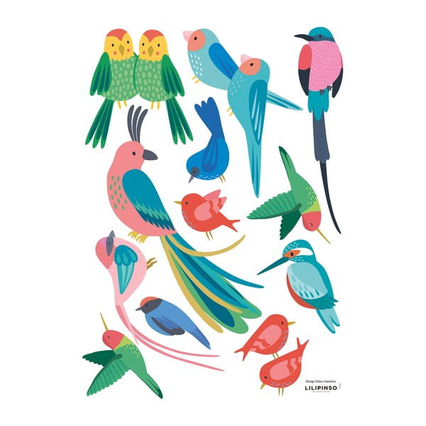 Foglio adesivo 30x42 cm Rio Tropical Birds - Lilipinso