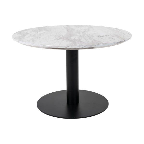 Tavolino rotondo bianco e nero con piano in marmo 70x70 cm Bolzano - House Nordic