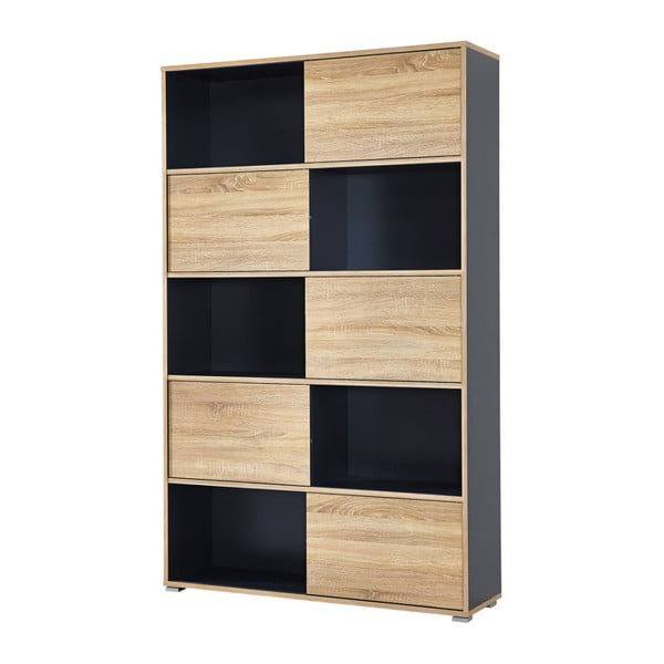 Libreria nera in rovere 120x196 cm Slide - Germania