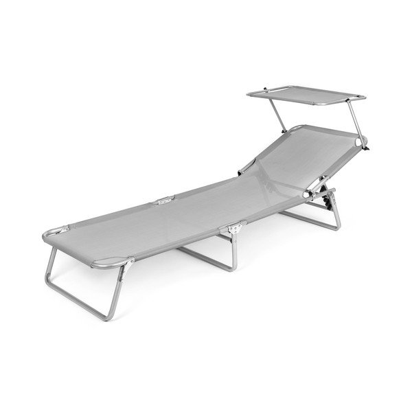 Sedia a sdraio da giardino pieghevole in metallo grigio - Happy Green-image-2