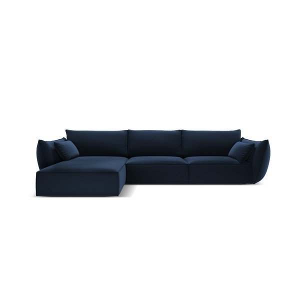 Divano angolare blu scuro (con penisola a sinistra/con chaise lounge) con rivestimento in velluto Vanda – Mazzini Sofas