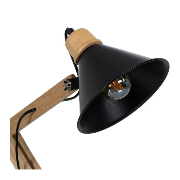 Lampada da tavolo in nero e naturale con paralume in metallo (altezza 55 cm) - Ixia-image-1