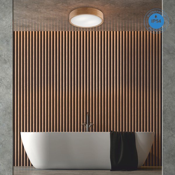 Plafoniera in colore naturale con paralume in vetro Eveline - LAMKUR-image-1