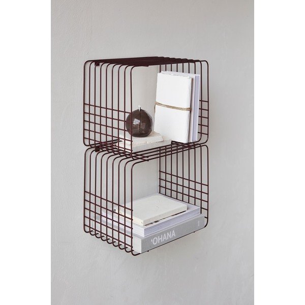 Mensola burgundy in metallo con ripiani multipli 38 cm Wire – Mette Ditmer Denmark-image-2