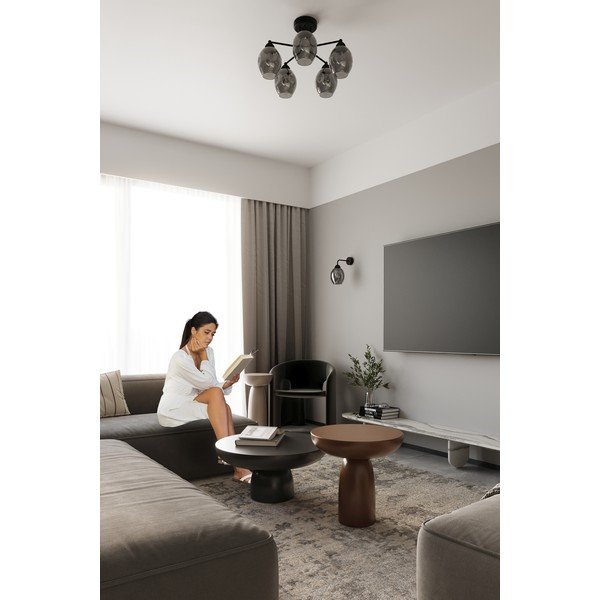 Plafoniera nera con paralume in vetro 59x59 cm Garten – Sollux-image-3